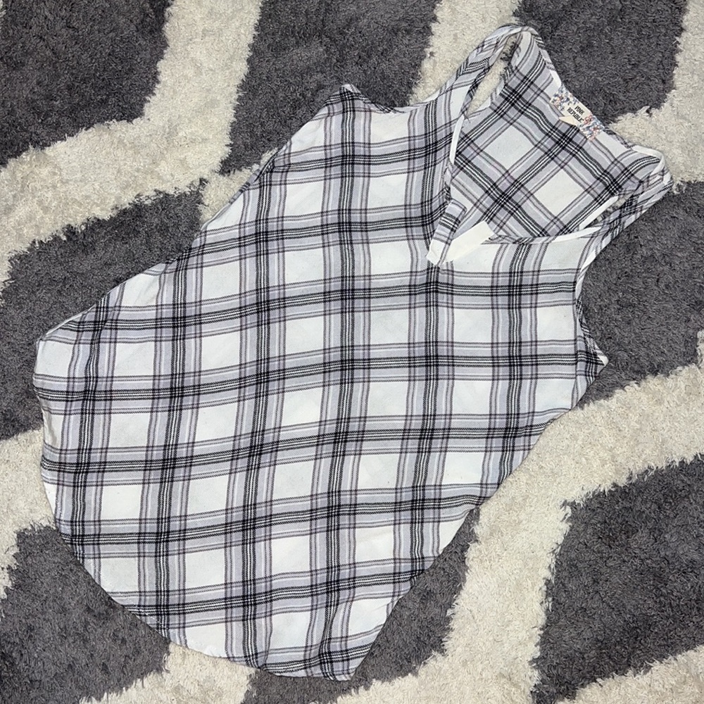 Pink Republic plaid racer back flowy tank XS